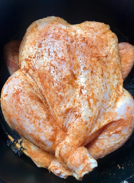 marinated air fryer whole chicken - uncooked